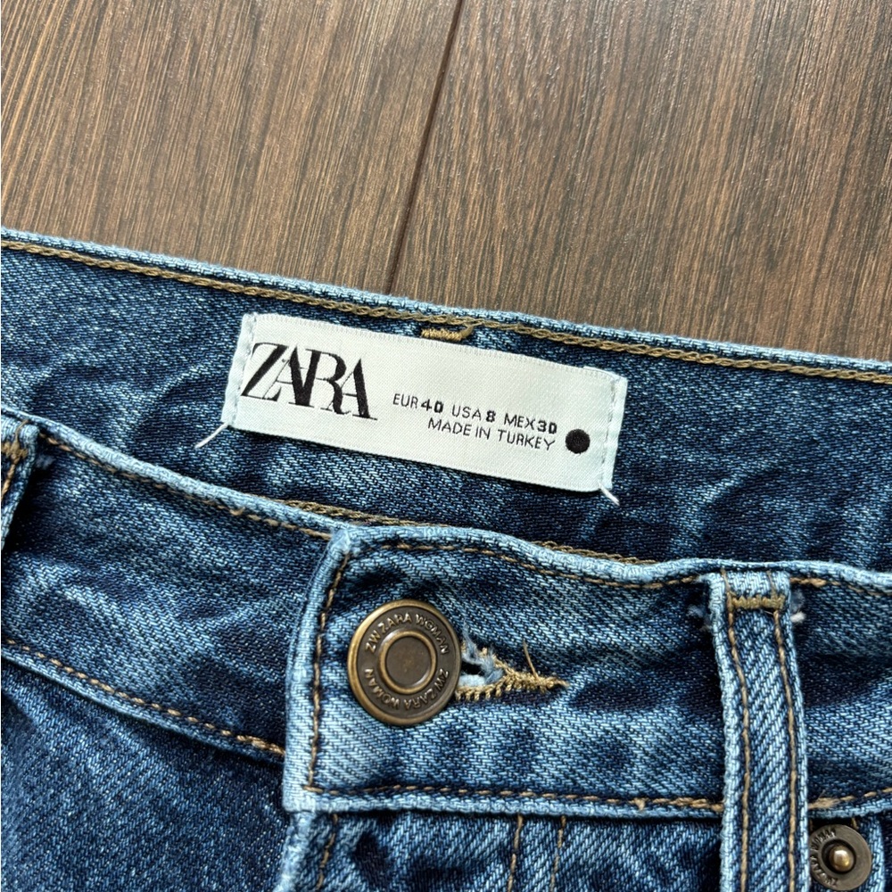 ZARA Straight Ankle Denim Jeans Medium Wash Size 8